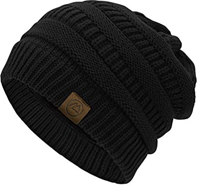 Durio Strickmütze Damen Mütze für Frauen Wintermütze Beanie Mütze Grobstrick Mütze Weich Schwarz