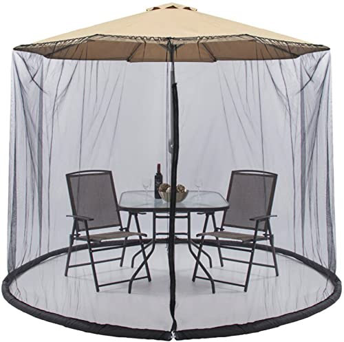 DONGCY Winddicht Moskitonetz für Ampelschirm Netz Mückennetz für Sonnenschirm Einfache Anbringung für Gartenpavillon Camping Terrasse Passend für 3 M Ampelschirm,Black,OneSize