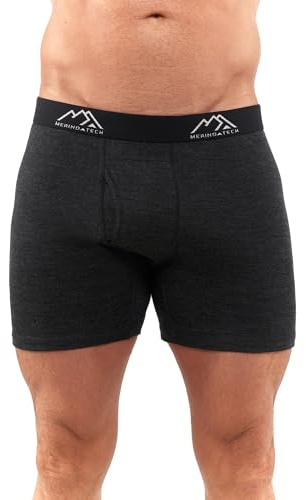 Merino.tech 100% Boxer Homme Merinos - sous Vetement Merinos au Quotidien | Respirant, Anti-Odeur Naturel, Idéal pour la Randonnée, Ski, Voyage, Non-Irritant