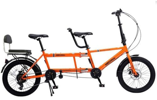 Kcolic Bici Tandem Pieghevoli, Bici Tandem per Famiglia per Due Adulti, Bici Tandem Regolabili 7 velocità, Bici da Crociera per Viaggi E Giri in Coppia B