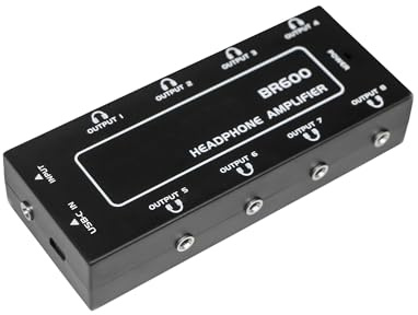 MQEBEOUYS 8-Channel Stereo Headphone Amplifier Mini Earphone Splitter with Type-C 5V Input and 3.5mm Headphones Output