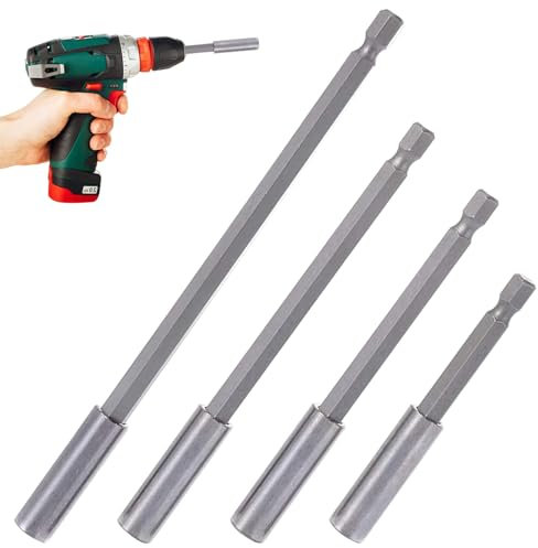 ExcellaElite Drill Bit Holder 4 PCS Drill Bit Extension, Magnetic Pivot Drill Bit Holder, Magnetic Bit Holder for Impact Driver Suitable for Drill Bits and Handheld Drivers (60/75/100/150 Mm)