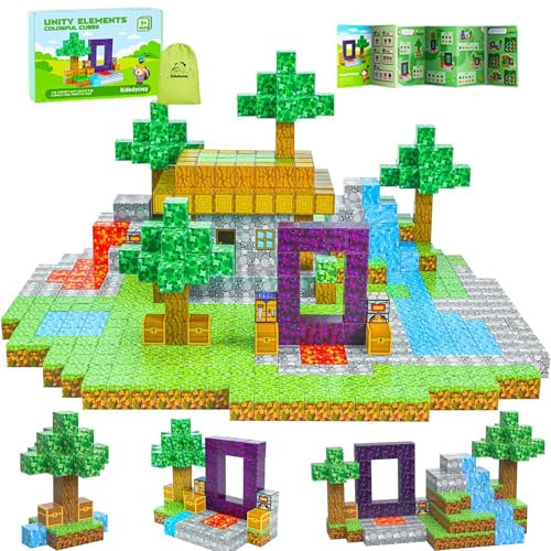 Kid Odyssey Magnetische Bausteine 70 Stück, Build Mine Magnete Welt World Set, Waldmagnetwelt Magnetisches Spielzeug für Kinder, Magnetbausteine ab 3 Jahre, Geschenk für Kinder