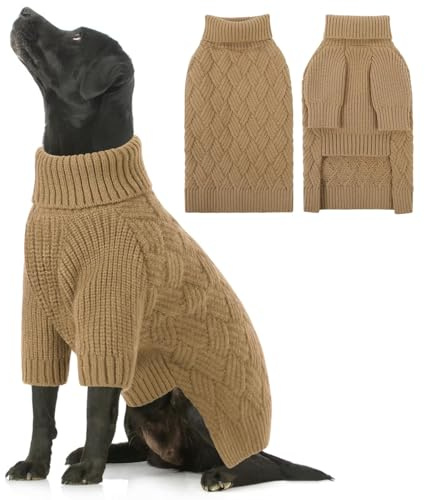 AOFITEE Pull Grande Taille pour Chien, Pull de Noël à Col Roulé Tricot Gros Chien, Sweater Epais et Chaud Noel Chiens avec Manches, Vêtement pour Chiens Grande Taille pour Labrador, Golden Retriever