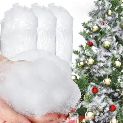 Yixinly Weihnachtsdeko Schnee, 300G Künstlicher Schnee Kunstschnee Deko Fake Snow Kunstschnee Dekoschnee Deko Tanne Schnee für Weihnachtsbaum Winter Mantel Dorf Deko Innen Fake Schnee
