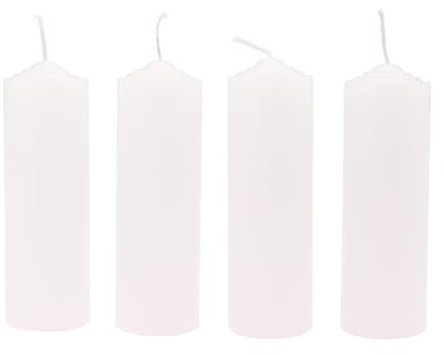 Ovaletta 4 stycken blockljus, vit, ljus, adventskrans, ljus för adventskrans, blockljus, adventskrans, blockljus för juldekoration, 24 timmar brinntid/styck, 4,2 x 13 cm