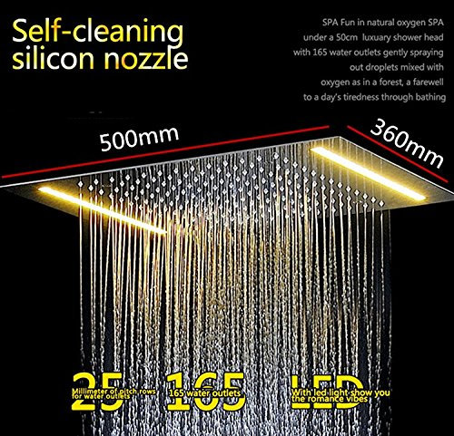 shower head Bathroom LED Shower Concealed 500 * 360mm Rectangular showerhead Polished Stainless Steel Shower Head shower