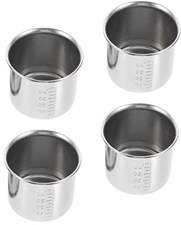 ABOOFAN 4 Pz Tazza Di Medicina Ospedaliera Misurini Graduati Misurino Per Bilancia Misurini Con Scala Bicchiere Graduato in Acciaio Inox Misurino Per Medicinali Silver Acciaio Inossidabile