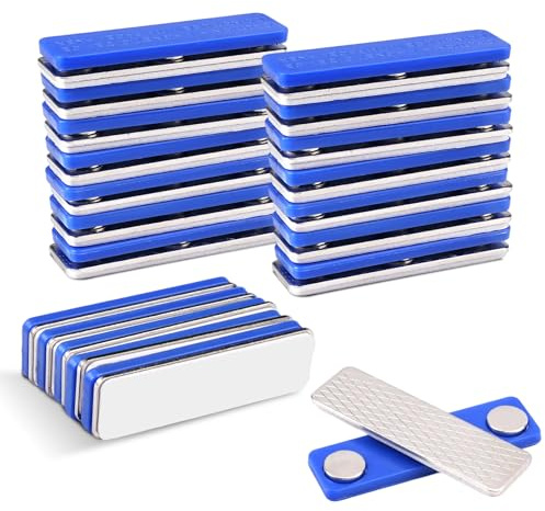20 stycken namnskyltar magnetiska för kläder, 45 mm x 13 mm namnskyltar namnetikett med 3-punkts självhäftande magnet för ID-korthållare