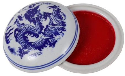 Uonlytech Caja de Porcelana Azul y white para Caligrafía para Principiantes Diámetro de Mantiene la del Tinte Cultural Excepcional