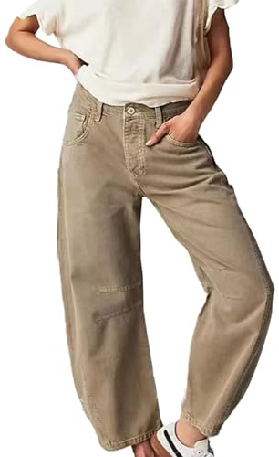 Generico Jeans Larghi Donna, Vita Alta Larghi Vintage, Pantaloni Denim a Gamba Larga Oversize Relaxed Fit con Tasche per Stile Casual Y2K