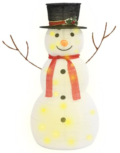 Gecheer Pupazzo di Neve Natalizio, Figura a LED in Tessuto Pregiato, 90 cm for Decorazione Natalizia, Casa