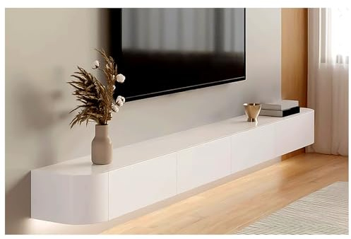 Universellt höjdjusterbart TV-stativ med flytande design, förvaringsskåp och fälldörrar - modernt nöjescenter för vardagsrum och sovrum
