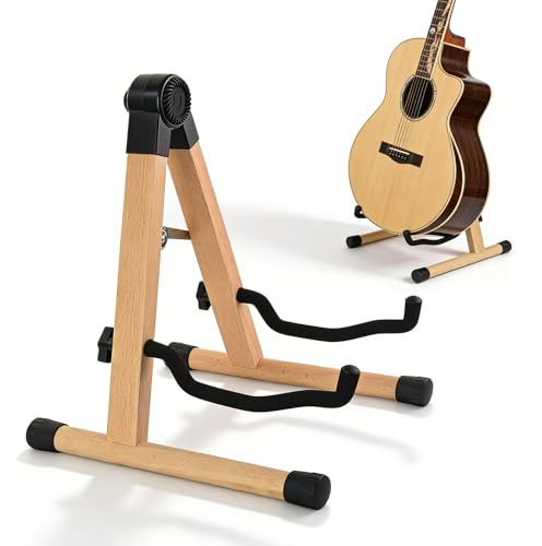 Gitarrstativ av trä, Cello-stativ med båghållare och vadderat skum, vikbart akustiskt gitarrstativ, trä, A-form, golvstativ, handgjort för elgitarr, bas, cello, ukulele Banjo
