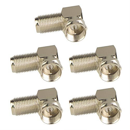VCE 5 Stück F Stecker Winkeladapter 90 Grad Sat Adapter für Antennenkabel, Satellitenkabel, Koaxialkabel