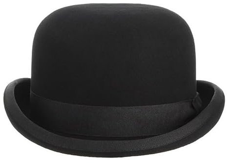 GEMVIE Schwarzer Derby-Hut, 100 % Wolle, Theaterqualität, für Herren und Damen, Vintage-Kostüme, Schwarz, 61 EU