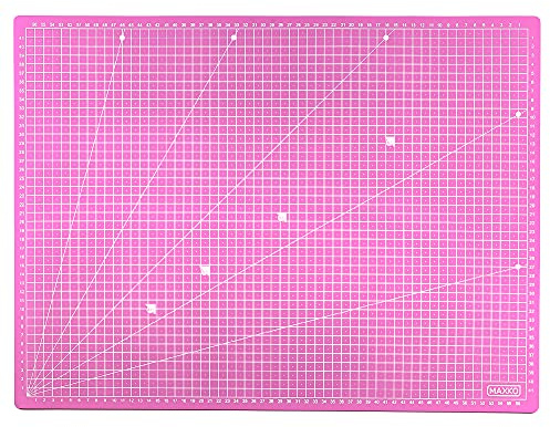 MAXKO Tapete de Corte A1 - Base de Corte A1 de PVC - Alfombrilla de Corte 2 Capas 90 x 60 cm - Cutting Mat con Escuadra 15 °- Tabla de Corte Manualidades Patchwork Costura - Rosa
