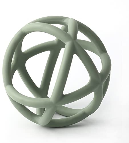 TOPGOMES Baby Teether Ball Toy, BPA Free Silicone Soft Ball Easy to Hold Teether for Babies Ages 6 Months+ (Sage)