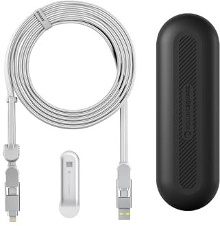 Rolling Square inCharge XL 300 cm - USB-C-Kabel, Universal-Smartphone-Kabel, Geschenk für Männer, 6-in-1-Universalladegerät für Smartphones, technisches Gadget, Weiß, Lightning-Kabel 100 W