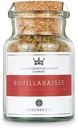 Ankerkraut Bouillabaisse Gewürz, Authentische Gewürzmischung für die klassische französische Fischsuppe und weitere Fisch-Gerichte aus dem Meer, Aromatische Genussmomente, 80 g im Korkenglas