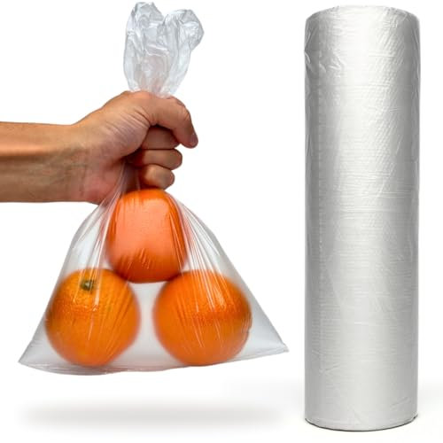 Clear Plastic Food Bags On a Roll - 1000 Pack, 9 x 14, Fruit Vegetable Nuts Sandwich Storage, Freezer Bag, Disposable Reusable