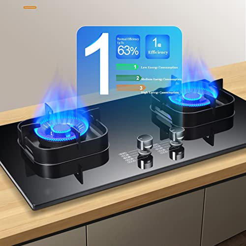 Cuisinière À Gaz Table De Cuisson, Double Brûleurs En Acier Inoxydable Et Plaque De Cuisson À Gaz Intégrée LPG/NG Double Carburant Facile À Nettoyer For Camping-cars, Avec Pince Et Tuyau (Size : LPG