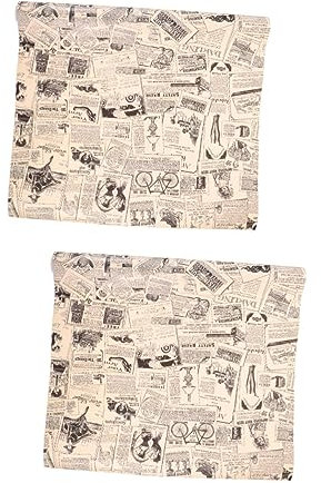 Housoutil 2 Rollos Papel Pintado Periódico De La Vendimia Palo y Cáscara Vintage Forro Del Cajón Calcomanías De Pared De Periódico Retro Papel De Pared Adhesivo Familiar Alumno Decoraciones