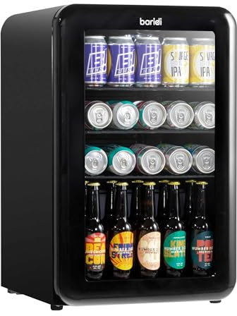 Baridi 70L Under Counter Drinks/Beer & Wine Cooler Fridge, Retro Style, Black - DH222
