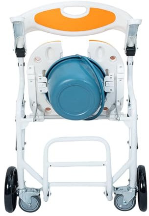 Dusch Toilettenstuhl Fahrbar Nachtstuhl,Pflege Toilettenrollstuhl,Toilettenstuhl Klappbarer WC Stuhl,Armlehnen können angehoben werden,Klappbare Fußstütze A