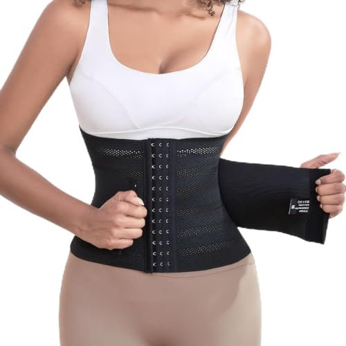 Taillentrainer,Verstellbarer Bauchweggürtel,Waist Trainer Damen,Fitness Waisttrainer,Fitness Sauna Gürtel,Elastisch und Komfortabel,für Fitnesstraining,Schwarz,mit 1 Wäschesack