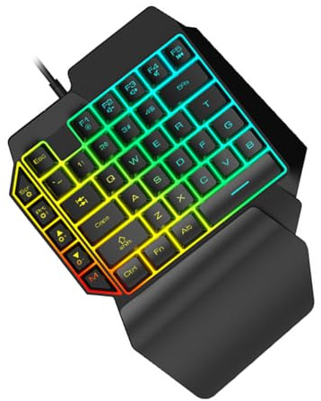 Mipcase Clavier pour Ordinateur Portable Rétroéclairé À Une Main pour Jeu Noir