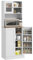 HOMCOM Hohe Küchenanrichte mit Schrank, 8 Einlegeböden auf Türen, Schmaler Vorratsschrank mit Glastüren und verstellbaren Einlegeböden, für Wohnzimmer, Esszimmer, 60x35x169 cm, Weiß
