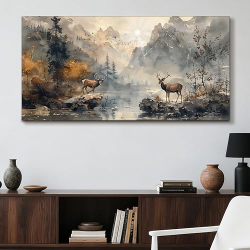 JHHUAMO Leinwand Bilder Wald Nebel Wohnzimmer Schlafzimmer 73x146 cm