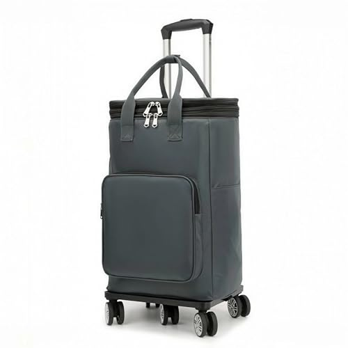 Falytemow Collapsible Utility Cart Reusable Expandable Shopping Trolley Bag | Water-Repellent Oxford Fabric with Constant Temperature Inner Liner, Foldable Grocery Cart with Wheels and Telescoping Handle