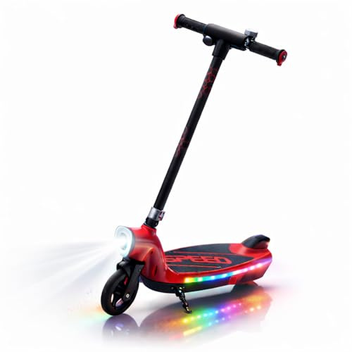 Monopattino per Bambini con Luci LED – Giocattolo a Batteria 12V, 2 Ruote, Uso Privato, Portata 50 kg (Rosso)