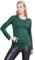 janisramone® Long Sleeve T Shirts Women, Plain Round Neck Breathable Basic Summer Tops for Women UK, Stretchy Slim Fitted Going Out Tops Bottle Green