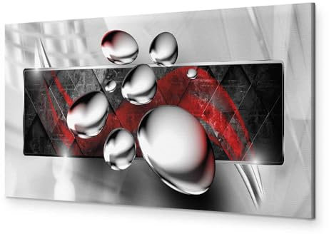 murando - Wandbilder XXL 3D Effekt 150x50 cm 1 tlg - Wand Deko Vlies Leinwand Bilder Groß Wanddeko Wohnzimmer Schlafzimmer Kunstdrucke Panoramabild - Abstrakt geometrische Muster rot silber