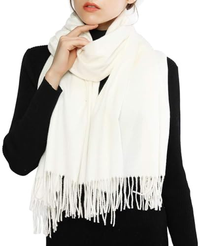 RIIQIICHY Sciarpa Donna Invernale Bianco Pashmina Scialle Caldo Stola Elegante Cerimonia per Abito