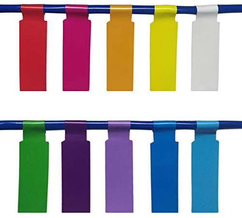 300 Tear Resistant Pcs Colorful Waterproof Cable Labels, Self Adhesive and Printable - 10 Sheets (300 Labels), 10 Assorted Colors