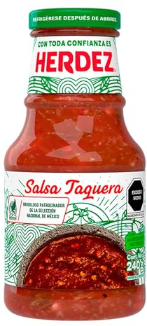 Herdez Salsa Taquera 240 g – Salsa roja picante mexicana, ideal para tacos, carnes y antojitos