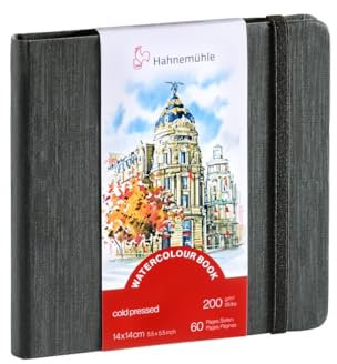 Hahnemühle Aquarellbuch, 200 g/m², feine Körnung, 30 Blatt, naturweiß, 14x14cm