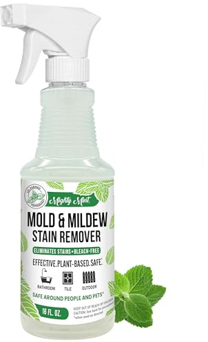 Mighty Mint Mold & Mildew Stain Remover Spray, Rapid Clean for Bathroom, Kitchen, Hard Water, Outdoors, Natural Peppermint Scent, 16oz
