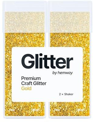 Hemway Craft Glitter Shaker Gold 130g x2 Pack Fine | for Resin & Epoxy Crafts, Christmas Art Supplies, Nail, Body, Face, Eye, Festival, Crafting, Slime, Sparkle