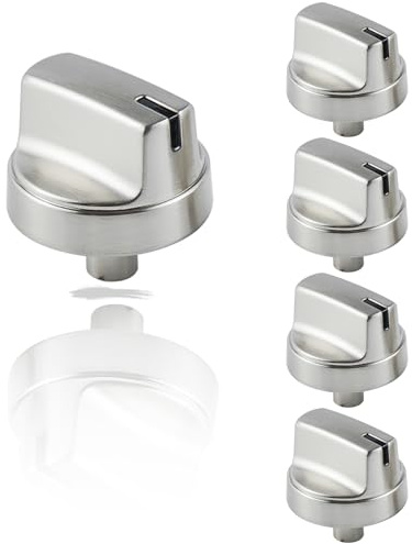 Allstare WB03X29354 Stove knobs Replacement for GE Stove Parts Stainless Steel Gas Cooktop Knobs PGP7030SL1SS PGP7036SL1SS GE Cafe Range Parts Burner Control Knob Oven Knobs 5 Pcs