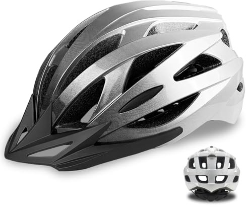 AISSTXOER Bike Helmet for Adults, Black-Silver Gradient
