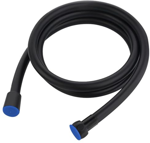 Flexible De Douche Noir 1,5 Mètre, Flexible En Pvc Avec Protection Anti-Torsion, Raccord Universel G1/2, Anti-Torsion Pour Une Douche Sans Gouttes, Résistant Aux Températures élevées.