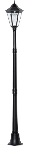 Outsunny Farola Solar Luz Solar de Exterior con Panel Solar Encendido y Apagado Automático Resistente a la Intemperie Marco de Aluminio IP44 para Terraza Patio 22x22x194 cm Negro