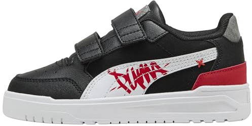PUMA Shuffle Downtown LO Mid 90S V PS Baskets pour Enfant Noir/Blanc Pointure 35, Puma Black PUMA White for All Time Red, 35 EU