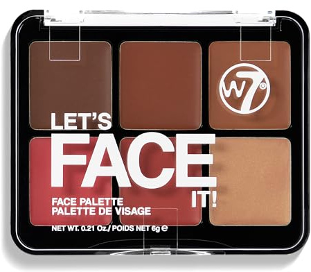 W7 Let’s Face It Cream Face Palette – Desert Glow - Palette Viso 6 Tonalità Bronzer, Blush & Highlight - Makeup Cremoso e Sfumabile