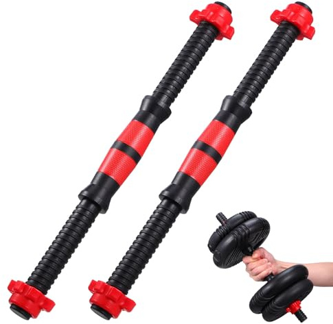 FENICAL Set 2 Manubri 40 Cm con Barra Zigrinata e Collari Spinlock, Maniglie per Bilancieri per Allenamento Forza Multifunzionale Palestra e Riscaldamento Sportivo Colore Casuale